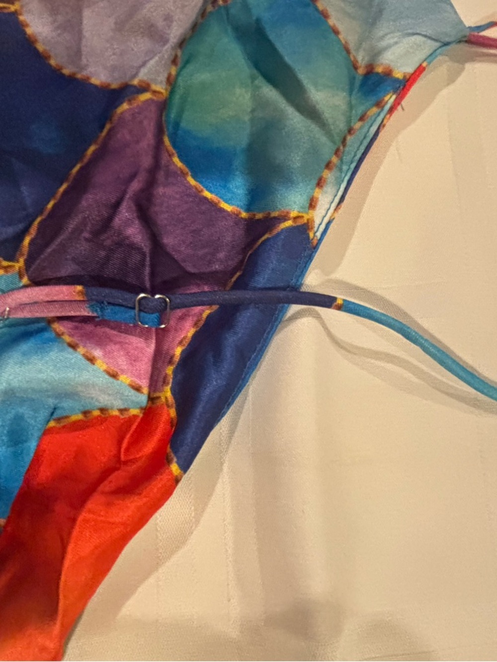 Commense NWT Colorful Mermaid Scale Print Halter Maxi Dress Open Back Large D272 - Picture 5 of 5
